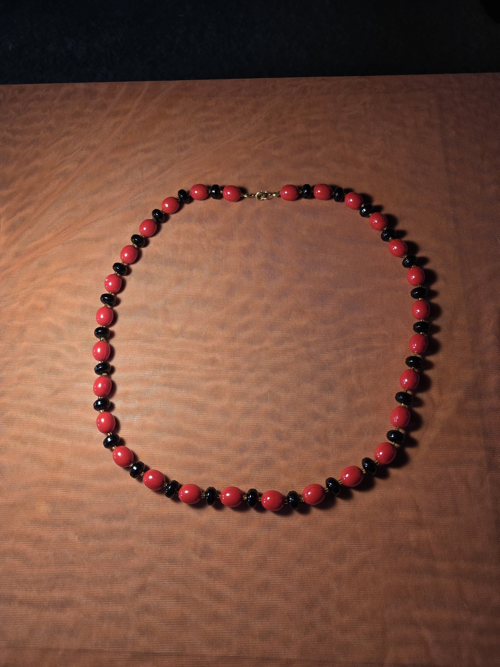 Vintage Red and Black Beaded Necklace